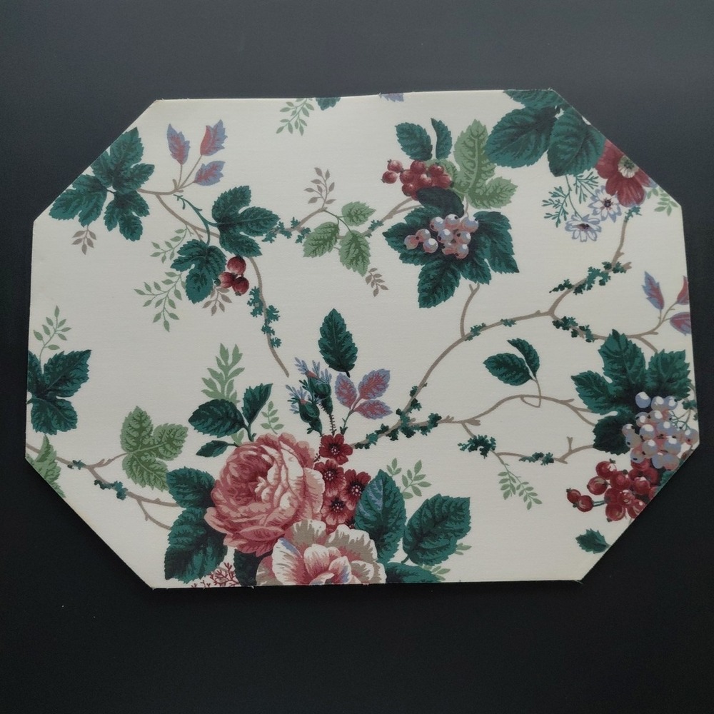 6 VTG Placemats Vinyl Cabbage Rose Grapevine Teatime Cottagecore Girly Homestead - Picture 7 of 16